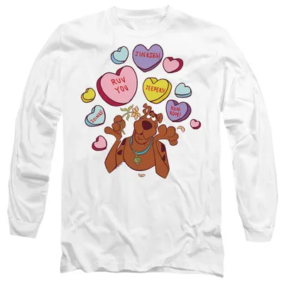Produktbild von Scooby Doo - "Heart" T-Shirt für Herren/Damen Uni, Valentinstag, Langärmlig TV37100 (S) (Weiß)