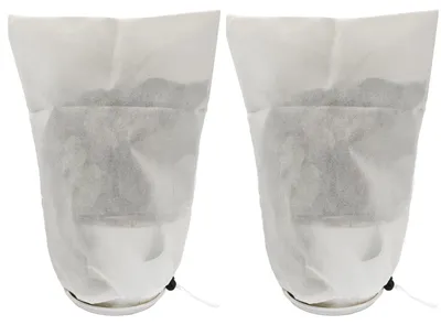 Image de Protection hivernale pour plantes en pot, 2 pièces, housse de protection, protection contre le gel, protection contre le froid, 30 x 40 cm, en non-tissé, résistante à la déchirure, réutilisable, avec cordon de serrage