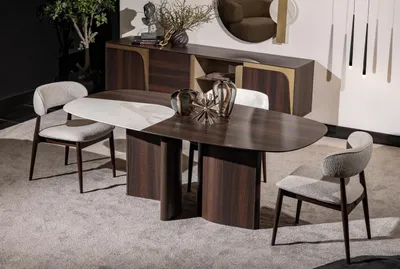 Immagine prodotto di Elegante set da pranzo in legno marrone con sedie