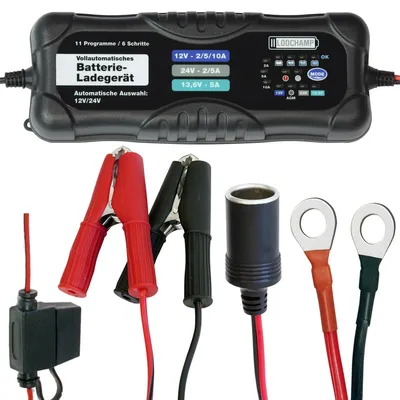 Produktbild von LODCHAMP, 10A/5A Intelligentes Batterieladegerät, 12V/24V KFZ/LKW Ladegerät, Erh