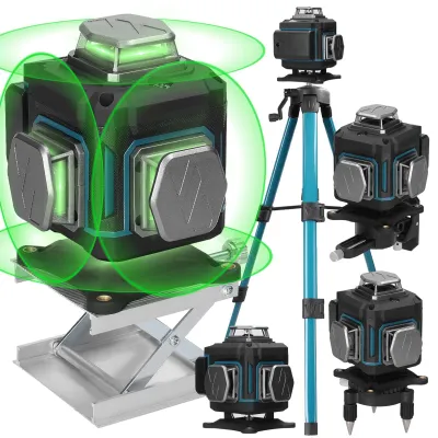 Laserwasserwaage 360° 16 Linien, selbstnivellierend, mit Stativ & Akku