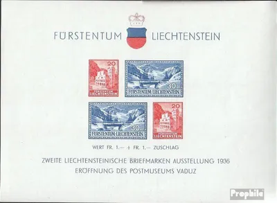 Produktbild von Briefmarken Liechtenstein 1936 Mi Block2 (kompl.Ausg.) gestempelt Briefmarkenausstellung