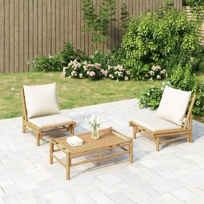 Produktbild von Gartenstühle 2 Stk. mit Cremeweißen Kissen Bambus , Gartensofas Design 2024