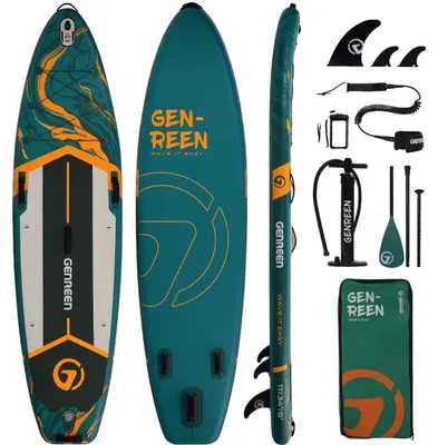 Produktbild von Aufblasbares Paddleboard, Fernbedienungsfinnen, rutschfester EVA-Pad, 335x86x15cm