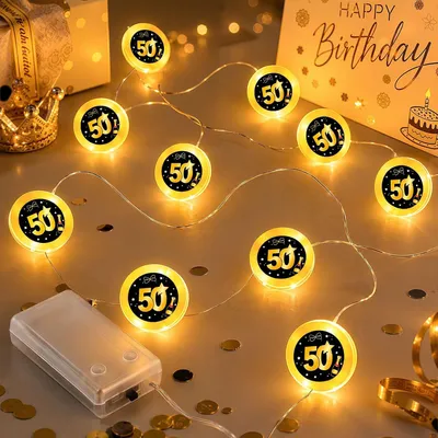 Produktbild von 50. Geburtstag Deko - 3 Stück 1.2M 10 LED Lichterkette Batteriebetrieben