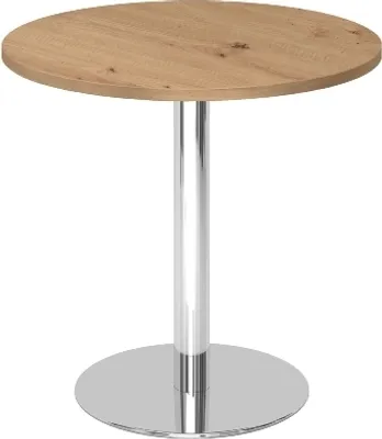 Produktbild von Bistro Tisch Beistelltisch Besprechungstisch 08 chrom 80 cm Durchmesser R = Asteiche