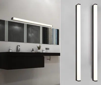 Produktbild von LED Badezimmer Wandleuchten Set Schwarz 120cm Spiegelleuchten seitlich für Bad