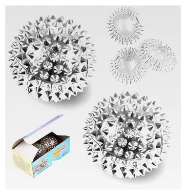 Produktbild von 2 Stück Magnetische Akupressur-Bälle & 3 Stück Massageringe für Finger Igelball Massage Klein 32 mm Durchmesser Set für Stressabbau oder Massage