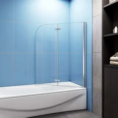 Produktbild von 120x140cm Badewannen 2 tlg. Faltwand Aufsatz 180° Duschwand Duschabtrennung