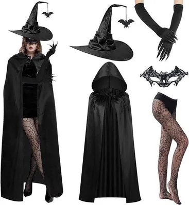Productafbeelding van Heksenkostuum dames Halloween kostuum heksencape vampiercape heksenhoed voor Halloween cosplay carnaval maskerade