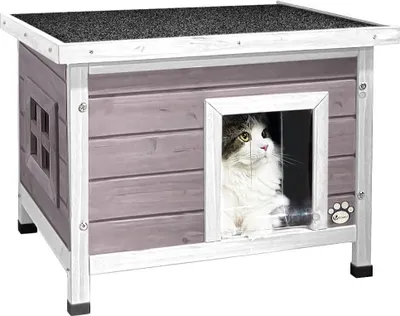 Produktbild von Famanu Katzenhaus für Außen - Hölzernes Katzenhaus mit optimaler Isolierung