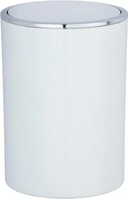 Image de Poubelle à couvercle basculant, capacité de 5 litres, diamètre 18,5 x 25,5 cm, blanche