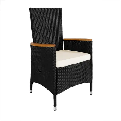 Produktbild von Casaria Poly Rattan Sitzgruppe Verona Premium 8 Gartenstühle Rückenlehne Neigbar 7cm Auflagen Tisch 190x90 cm Akazie Holz Set