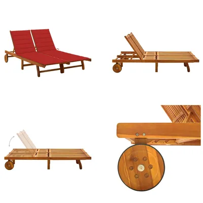 Immagine prodotto di vidaXL Lettino 2 persone con cuscini in legno massiccio di acacia - Lettino - Lettini - Lettino di legno - Lettini di legno