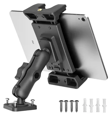 Productafbeelding van Tablet houder voor auto met boorbasis, 360° draaibaar, geschikt voor tablets van 5-13 inch, zwart
