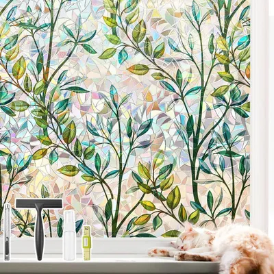 Immagine prodotto di Pellicola adesiva per vetri - Pellicola decorativa per privacy - Decorazione e protezione della privacy - Effetto arcobaleno 3D - 30 x 200 cm - Verde