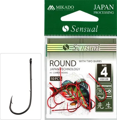 Immagine prodotto di 10 x ami MIKADO ROUND con occhiello e 3 ardiglioni Amo per vermi # 4