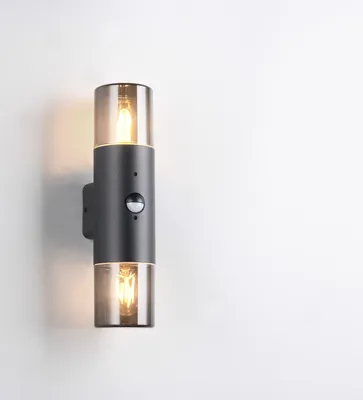 Obrázok produktu pre Vonkajšie nástenné svietidlo so senzorom 2 x E27 28W HOOSIC Trio