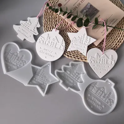 Productafbeelding van Siliconen mallen, gietvormen, kerst, hangers, kerstboom, ster