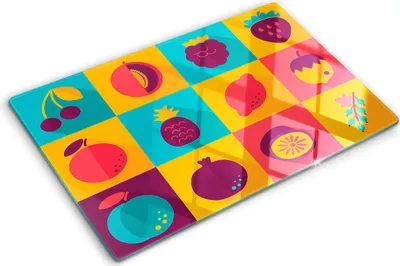 Produktbild von Tulup Glas Herdabdeckplatte - 80x52 cm - Glaskeramikkochfeld-Abdeckung Spritzschutz Glasabdeckplatte - Einteilig - Essen & Getränke - Fruchtikonen - Mehrfarbig