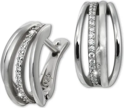 Produktbild von SilberDream Damen SilberDream Ohrringe weiß Creolen 925 Silber glanz matt D2SDO4414W