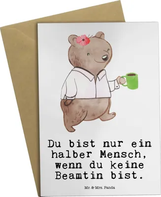 Produktbild von Mr. & Mrs. Panda Beileidskarte Beamtin Herz - Weiß - Geschenk, Beamte, osterkarte, Studium, weihnachtskarten, Öffentlicher Dienst, glückwunschkarten, einladungskarten