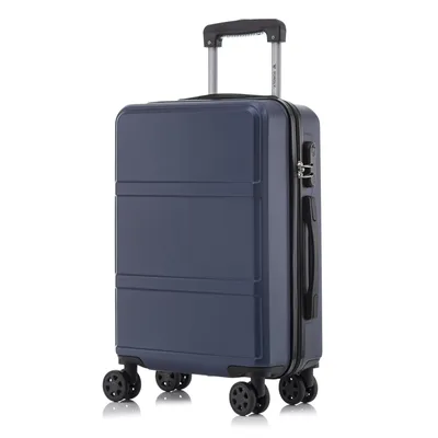 Produktbild von Koffer Trolley Reisekoffer Suitcase, Rollkoffer Handgepäck ,mit 4 Rollen360°, Hartschalenreisekoffer, Zahlenschloss, Weicher Gummigriff (M,Dunkelblau)