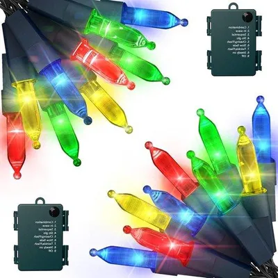 Productafbeelding van Miniatuurverlichtingsset voor feestdagen - Buitenverlichting - Waterdichte batterijbox - 2 x 50 LED-lichtketting, 5,2 meter - met functie voor kleurverandering