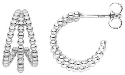 Produktbild von Kugel Ohrringe Creolen Halbcreolen 14,8x7,9mm aus 925 Silber rhodiniert