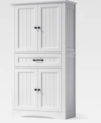 Produktbild von Badezimmerschrank, Badschrank mit 2 Türen und 1 Schubladen, Verstellbare Schrank für Bad, Küche, Wohnzimmer oder Arbeitszimmer, 73 x 130 x 31 cm, Weiß