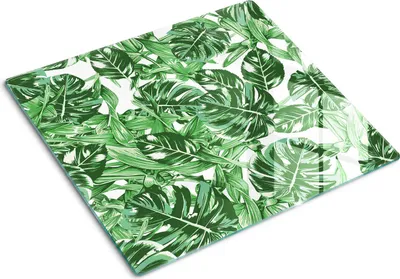 Imagen del producto de Placa de protección de vidrio – Cubierta para placa de cocina – Cubierta para placa de inducción – 60x52 cm – Limpieza fácil – Vidrio templado – Diseño de hojas