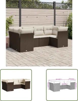 Produktbild von The Living Store 6-tlg. Garten-Sofagarnitur mit Kissen Braun Poly Rattan
