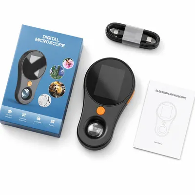 Produktbild von Digitales Handmikroskop 500x mit 2" IPS-Display – Kinder und Erwachsene Mikroskop mit 8 LED, 1080P Foto & Video, USB-C, tragbares Mini-Mikroskop