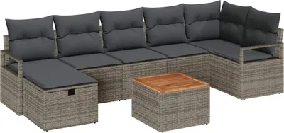 Productafbeelding van vidaXL Tuinset met 8 zitplaatsen, grijs, van polyrotan
