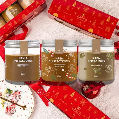 Produktbild von ORIGONUTS by DESEO - Weihnachtsgeschenk - Feinkost Geschenkset mit Nussmus,  Nusscreme - Geschenk zu Nikolaustag, Weihnachten für Frauen und Männer, Fertig zum Verschenken - Set Nr.5