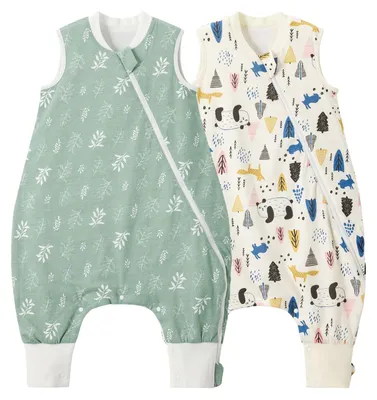 Produktbild von Baby-Schlafsack mit Füßen - 2-Pack 1.0 TOG Baumwoll-Schlafsack für Kinder