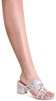 Produktbild von topschuhe24 3088 Damen Glitzer Pantoletten Sandalen, Farbe:Silber, Größe:36 EU