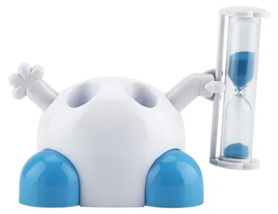 Produktbild von Zahnbürstenhalter Kinder Zähneputzen Sanduhr 3 Minuten Countdown-Timer (blau)