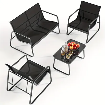 Image de Ensemble de chaises de jardin - Chaises de jardin - Chaises de balcon - Chaises de terrasse - Mobilier de jardin - Tissu Teslin à séchage rapide