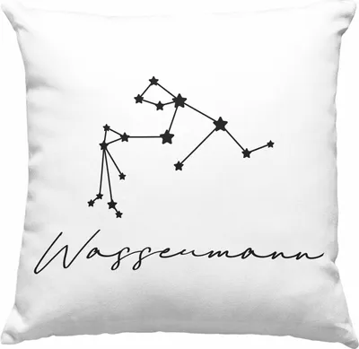 Produktbild von Trendation - Wassermann Sternzeichen Deko-Kissen mit Füllung 40x40 Geschenk Horoskop Tierkreiszeichen (Grau)