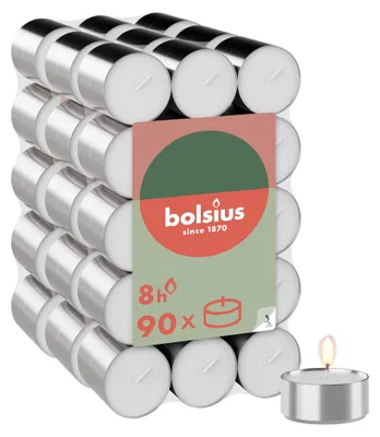 Productafbeelding van Bolsius - Grote verpakking theelichthouders - 90 stuks - 8 branduren - Wit - Brandduur