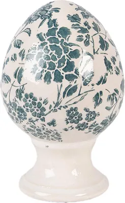 Image de Clayre & Eef Figurine de décoration Oeuf Ø 9x14 cm Beige Céramique