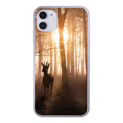 Produktbild von MuchoWow® Handyhülle Schutzhülle Hülle für iPhone 11 Wald - Hirsche - Sonne - Bäume - Winter - Natur - Tiere Silikon Softcase Handy Hülle - Handytasche