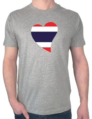 Produktbild von Huuraa Herren T-Shirt Thailand Flagge Herz L Sport Grey Bio Baumwolle Fairtrade Herrenshirt Geschenkidee