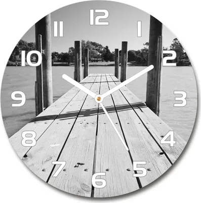 Produktbild von Wanduhr aus Glas 30fi Glasbild Glasuhr Gehärtetes Glas - weisse-zeiger - Wooden pier