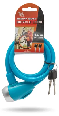 Produktbild von WheelZone Heavy Duty – Fahrradschloss – 120 cm – Kettenschloss – Vorhängeschloss mit 2 Schlüsseln – Kabelschloss – Schlösser – Wasserfest – Blau – 57077BL