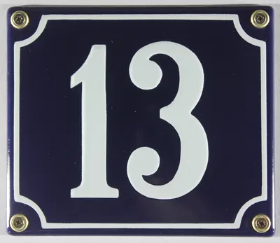Produktbild von Hausnummernschild Emaille 13 blau - weiß 12x14 cm Schild Emaile Hausnummer Haus Num