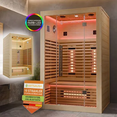 Produktbild von ARTSAUNA® Infrarotkabine Trondheim120  - Natur, Hemlockholz, Vollspektrumstrahler, LED-Beleuchtung