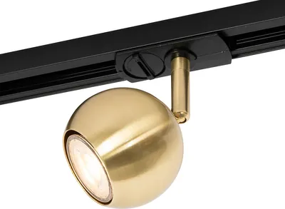 Produktbild von QAZQA - Modern Moderner 1-phasiger SchienenSpot I Spotlight I Deckenspot I Deckenstrahler I Strahler I Lampe I Leuchte schwarz mit Gold I Messing - Iconic Gissi I Wohnzimmer I Schlafzimmer - Stahl Kug