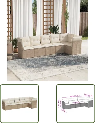 Produktbild von The Living Store 6-tlg. Garten-Sofagarnitur mit Kissen Beige Poly Rattan